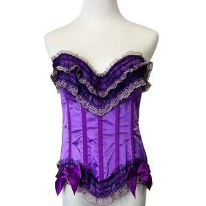 Starline Purple Corset Top Women's Size 34 Small Lace Up Side Zipper Coquette